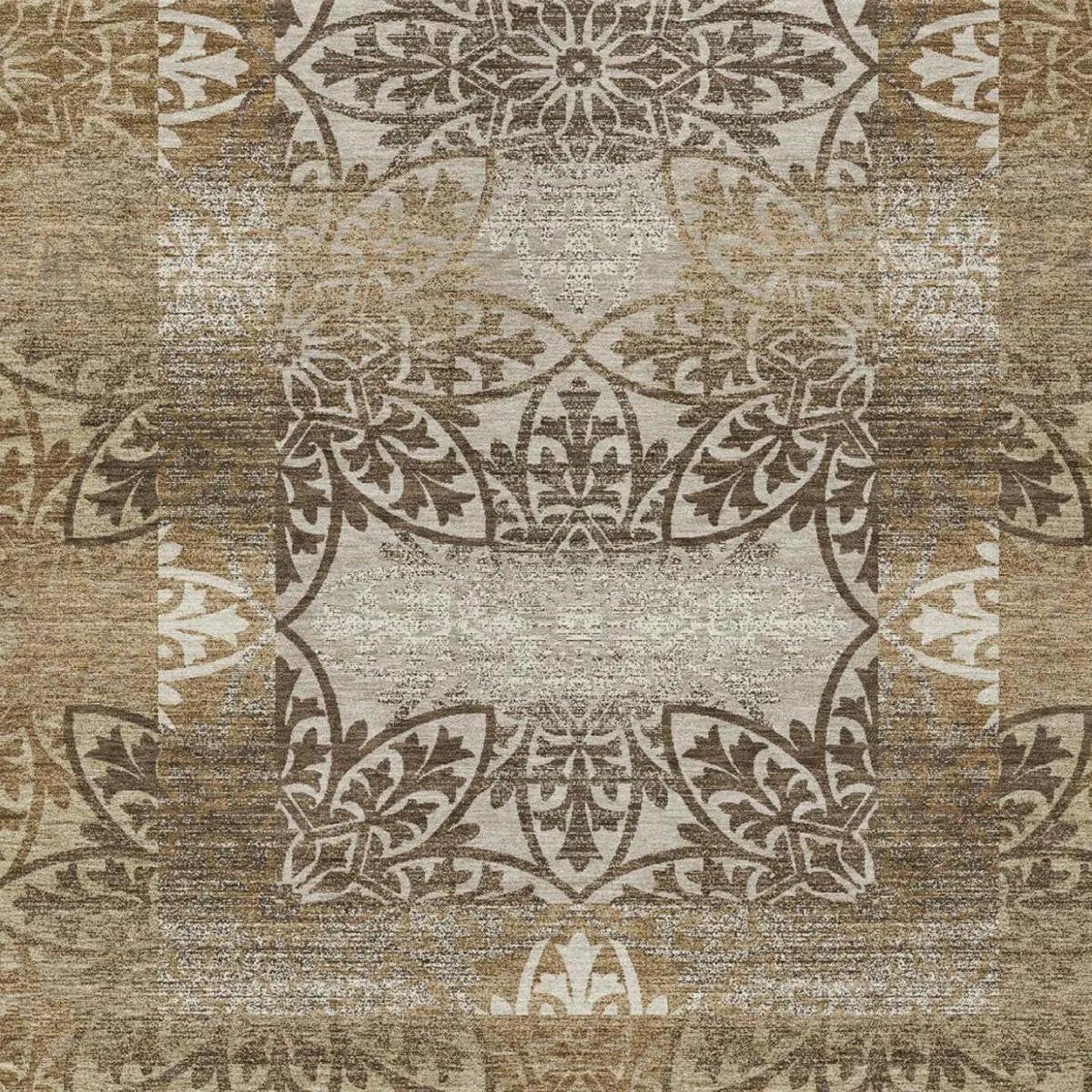 9' X 12' Brown And Beige Oriental Washable Indoor Outdoor Area Rug Homeroots Outdoor
