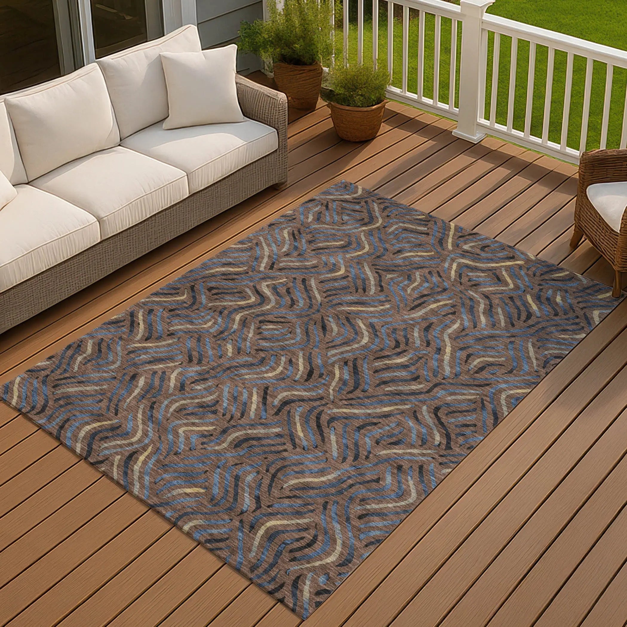 9' X 12' Brown And Black Abstract Washable Indoor Outdoor Area Rug Homeroots Outdoor