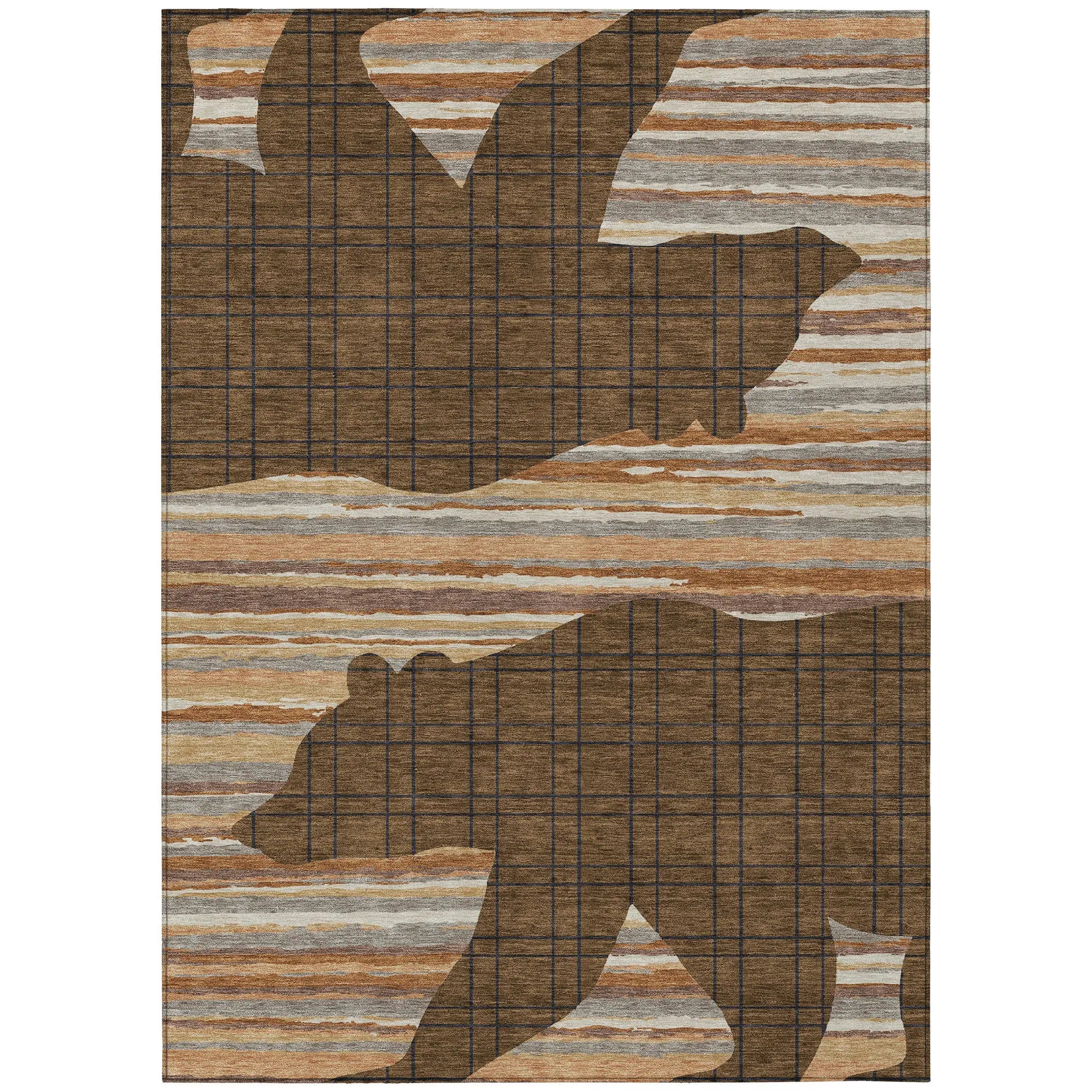 9' X 12' Brown And Black Abstract Washable Indoor Outdoor Area Rug Homeroots Outdoor