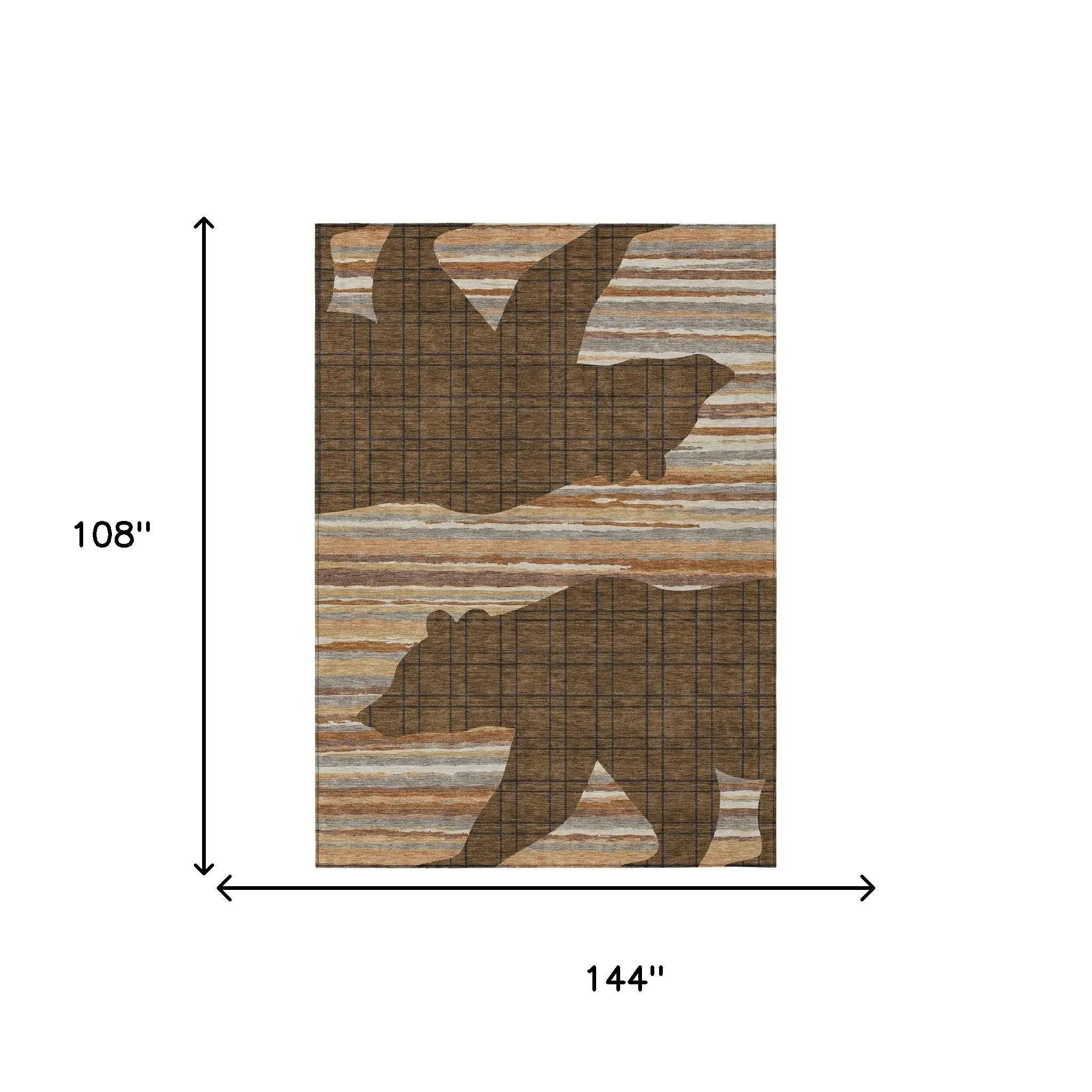 9' X 12' Brown And Black Abstract Washable Indoor Outdoor Area Rug Homeroots Outdoor
