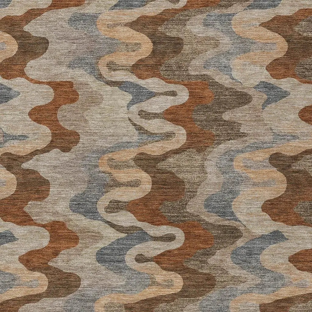 9' X 12' Brown And Chocolate Abstract Washable Indoor Outdoor Area Rug Homeroots Outdoor