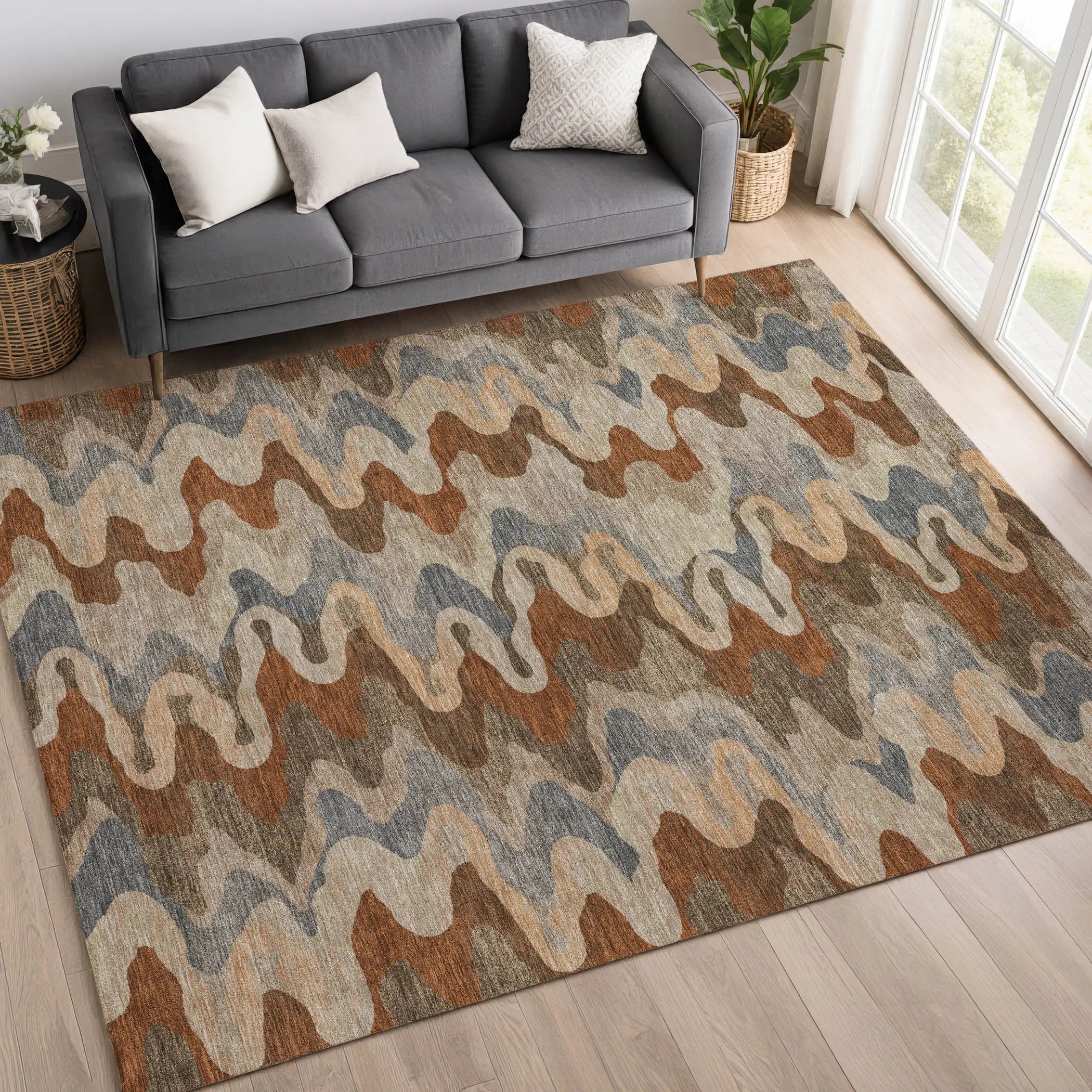 9' X 12' Brown And Chocolate Abstract Washable Indoor Outdoor Area Rug Homeroots Outdoor