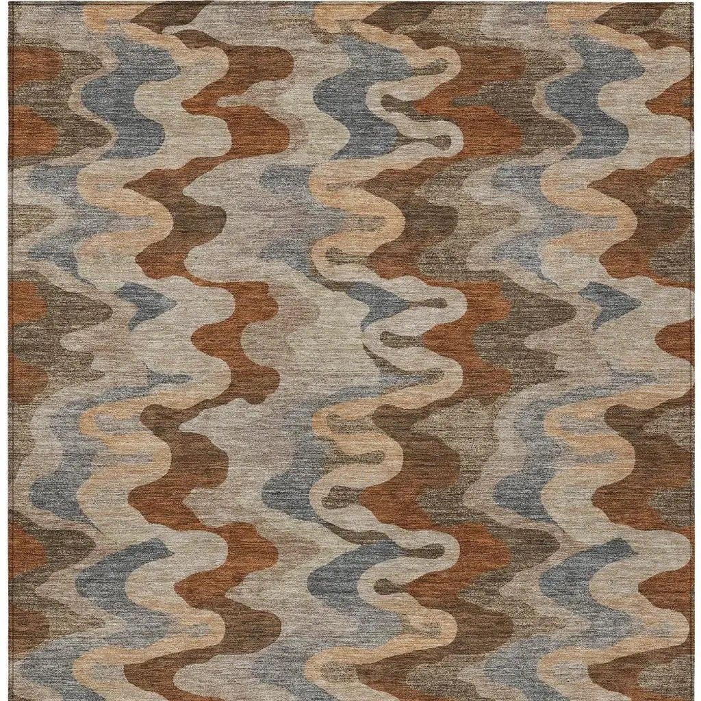 9' X 12' Brown And Chocolate Abstract Washable Indoor Outdoor Area Rug Homeroots Outdoor