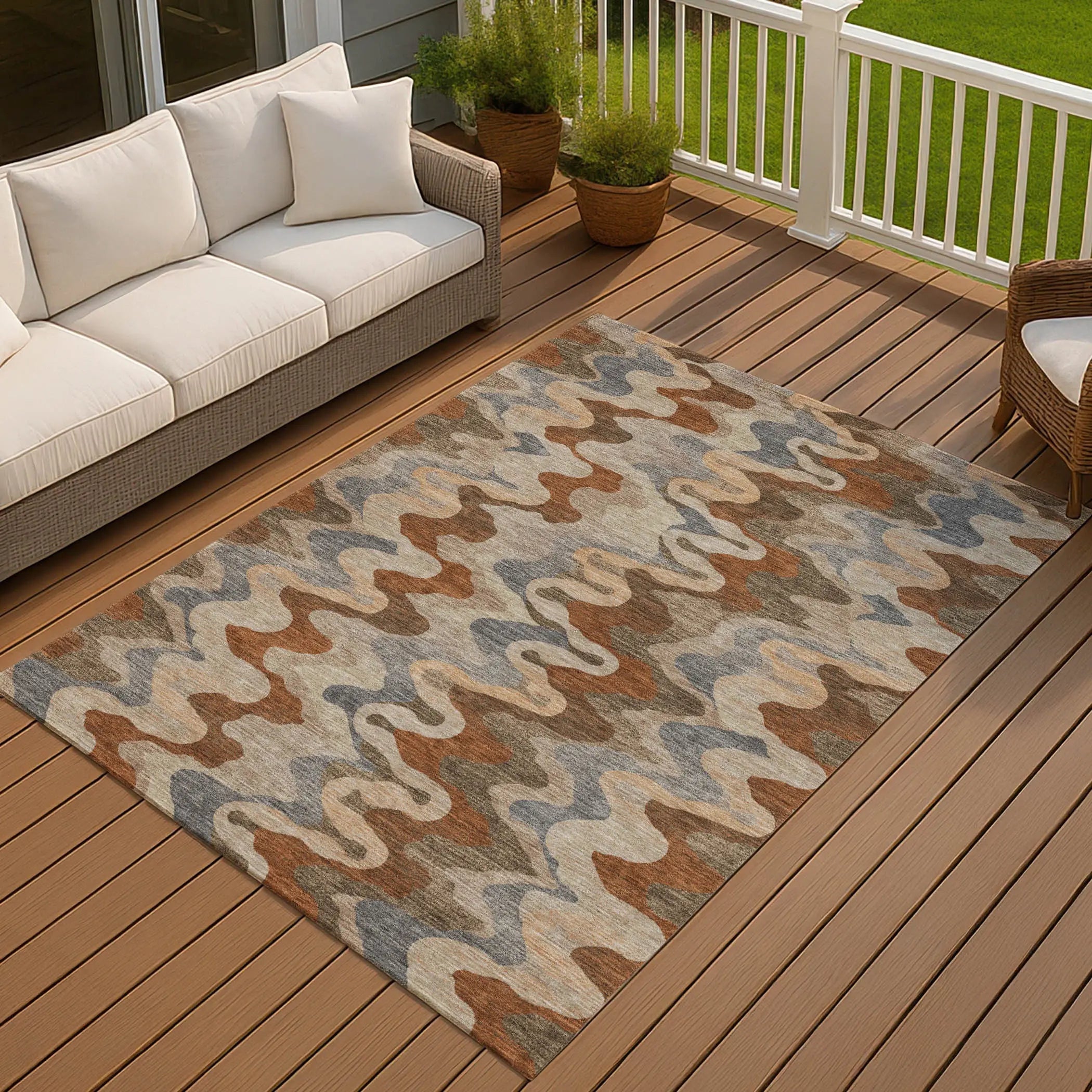 9' X 12' Brown And Chocolate Abstract Washable Indoor Outdoor Area Rug Homeroots Outdoor