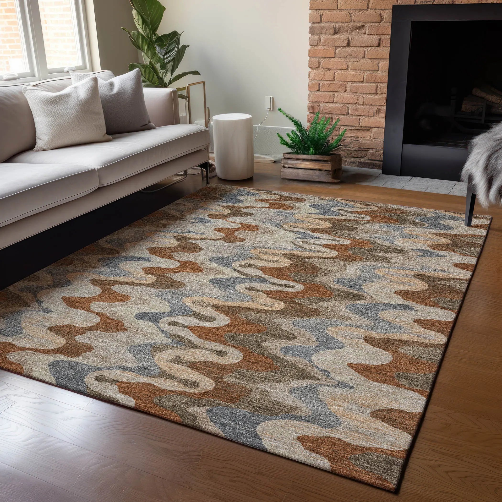 9' X 12' Brown And Chocolate Abstract Washable Indoor Outdoor Area Rug Homeroots Outdoor