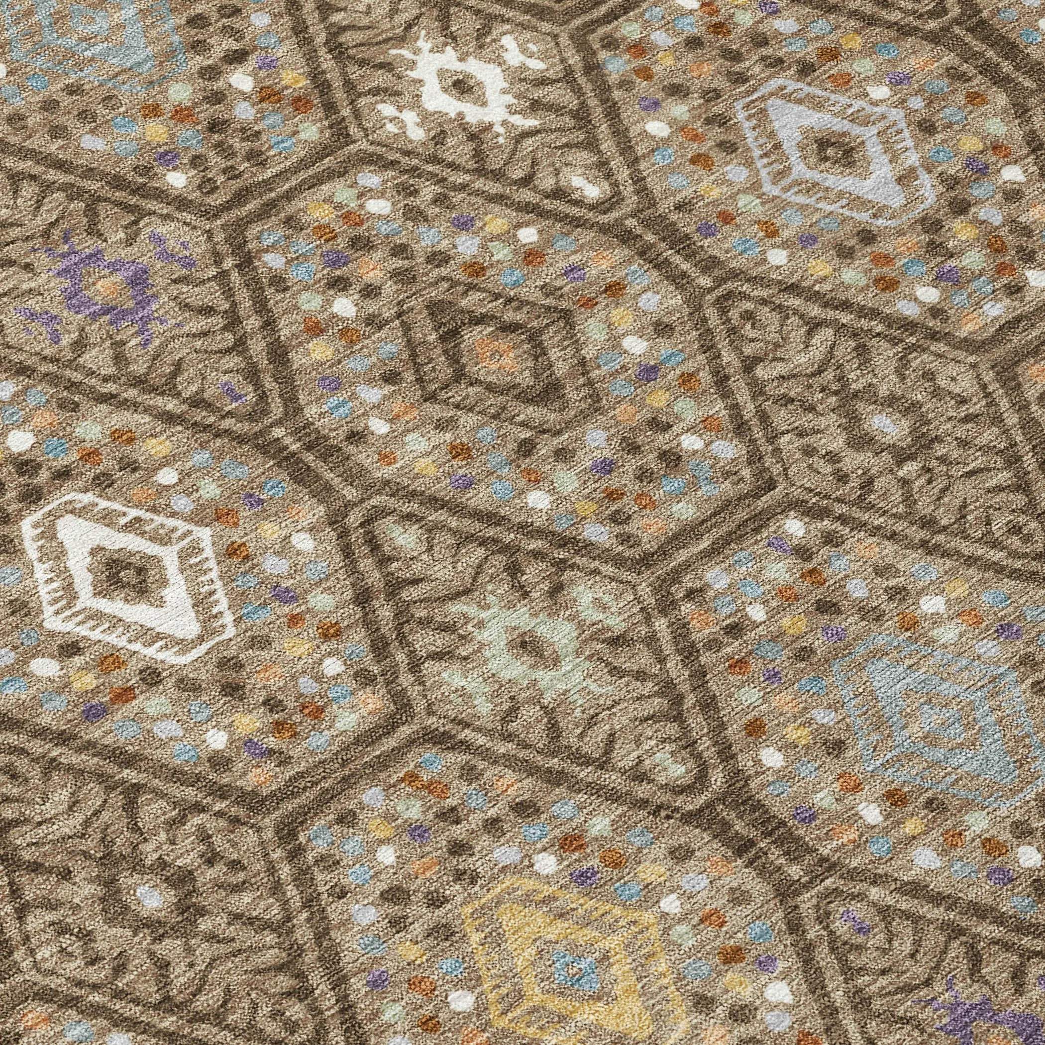 9' X 12' Brown And Chocolate Geometric Washable Indoor Outdoor Area Rug Homeroots Outdoor