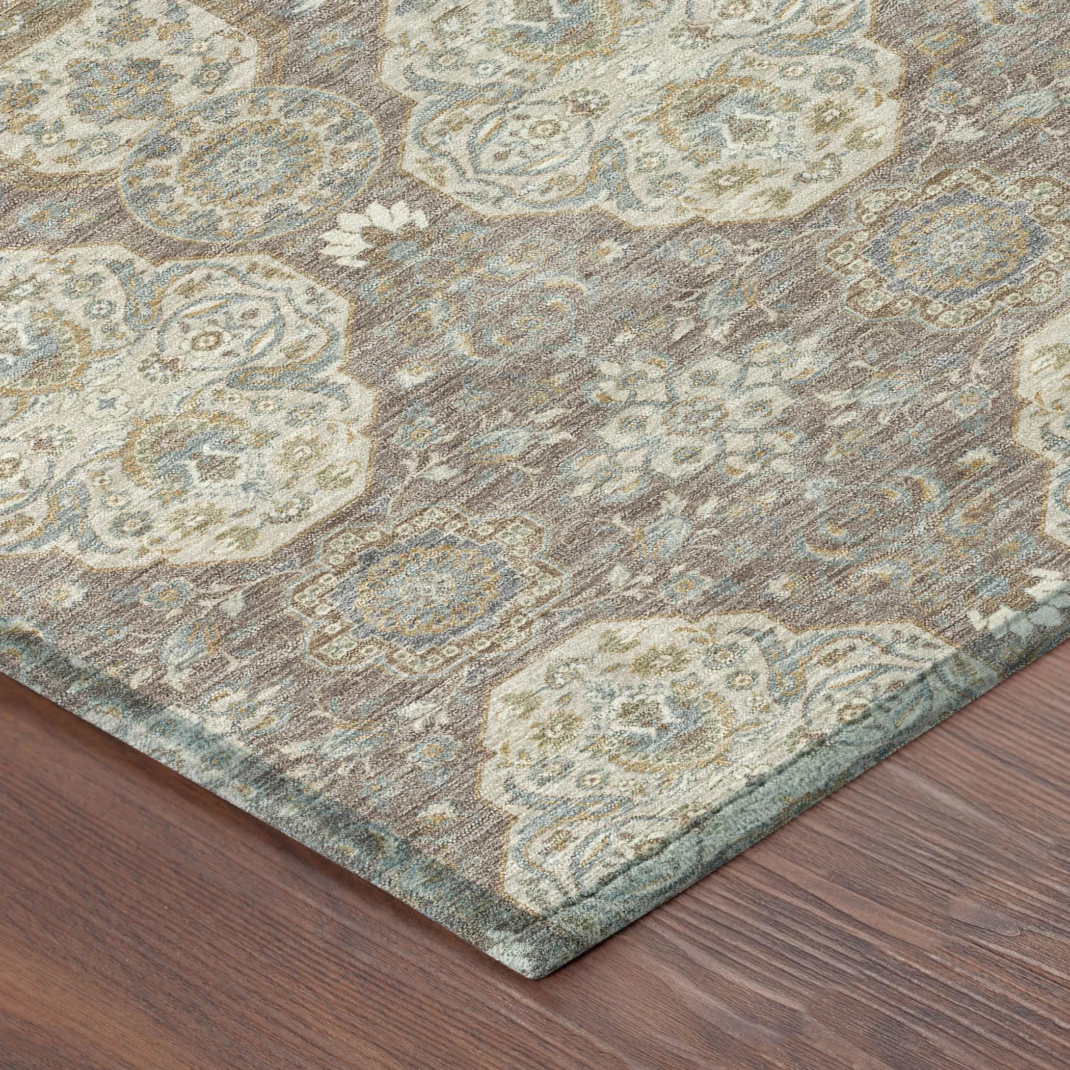9' X 12' Brown And Copper Floral Washable Indoor Outdoor Area Rug Homeroots Outdoor