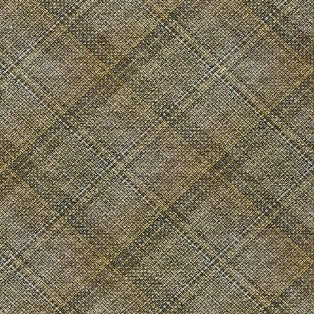 9' X 12' Brown And Gold Plaid Washable Indoor Outdoor Area Rug Homeroots Outdoor