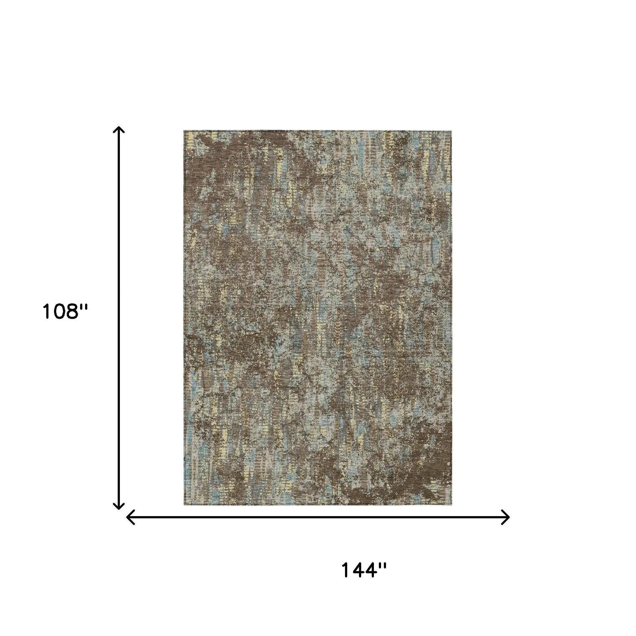 9' X 12' Brown And Graphite Abstract Washable Indoor Outdoor Area Rug Homeroots Outdoor