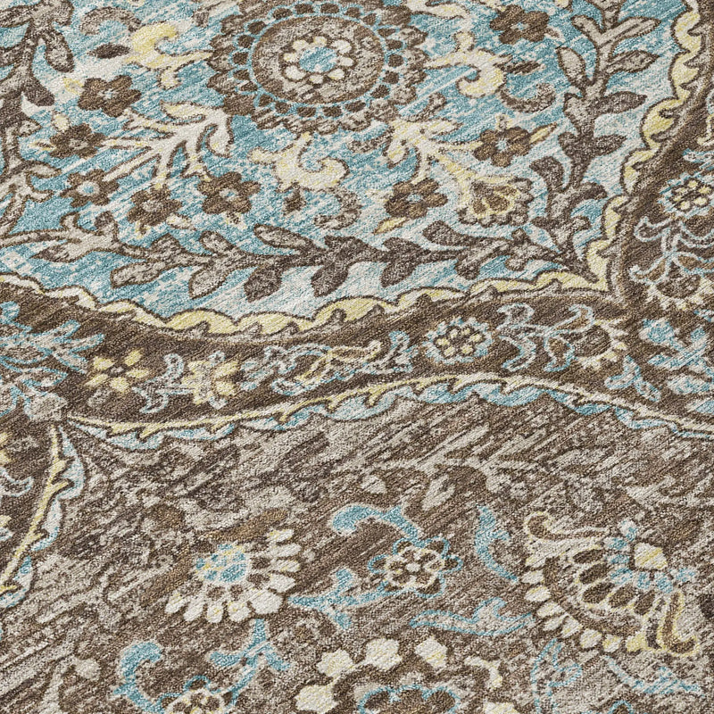 9' X 12' Brown And Graphite Ogee Washable Indoor Outdoor Area Rug Homeroots Outdoor