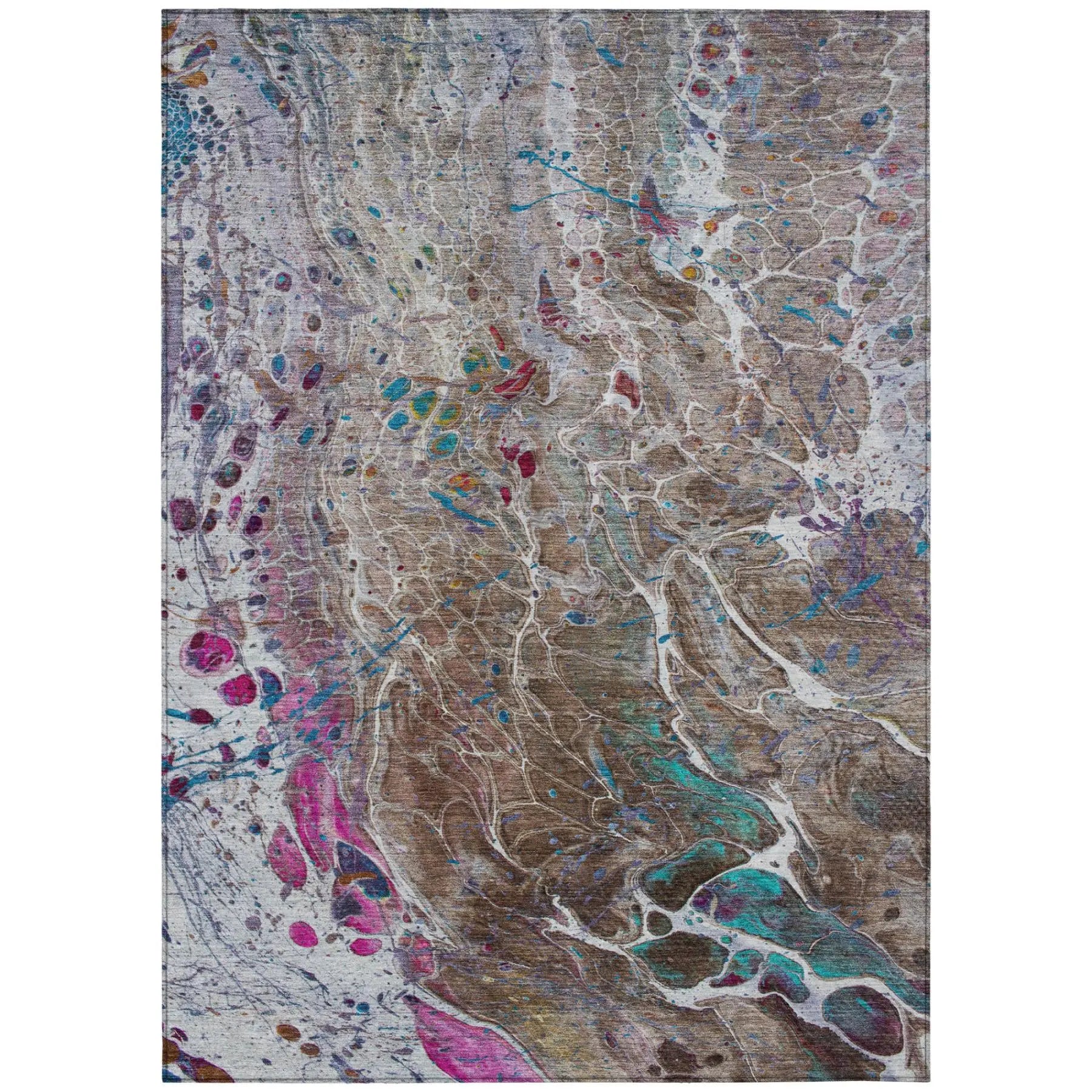9' X 12' Brown And Gray Abstract Washable Indoor Outdoor Area Rug Homeroots Outdoor
