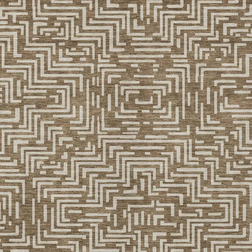 9' X 12' Brown And Gray Geometric Washable Indoor Outdoor Area Rug Homeroots Outdoor