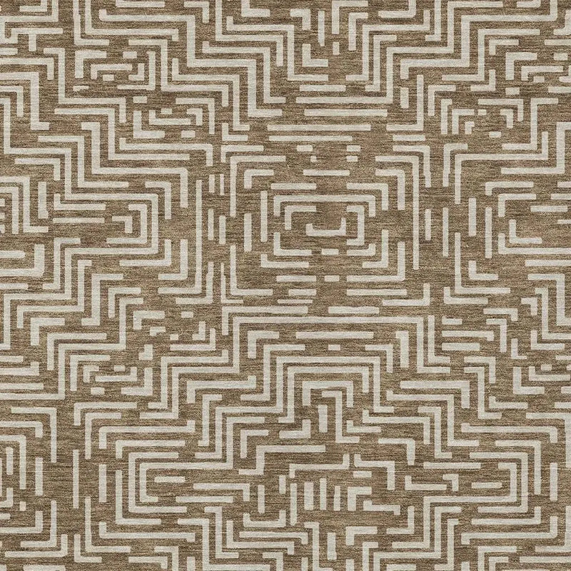 9' X 12' Brown And Gray Geometric Washable Indoor Outdoor Area Rug Homeroots Outdoor