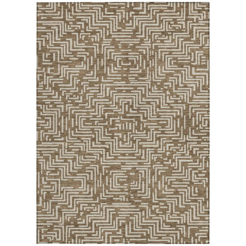 9' X 12' Brown And Gray Geometric Washable Indoor Outdoor Area Rug Homeroots Outdoor
