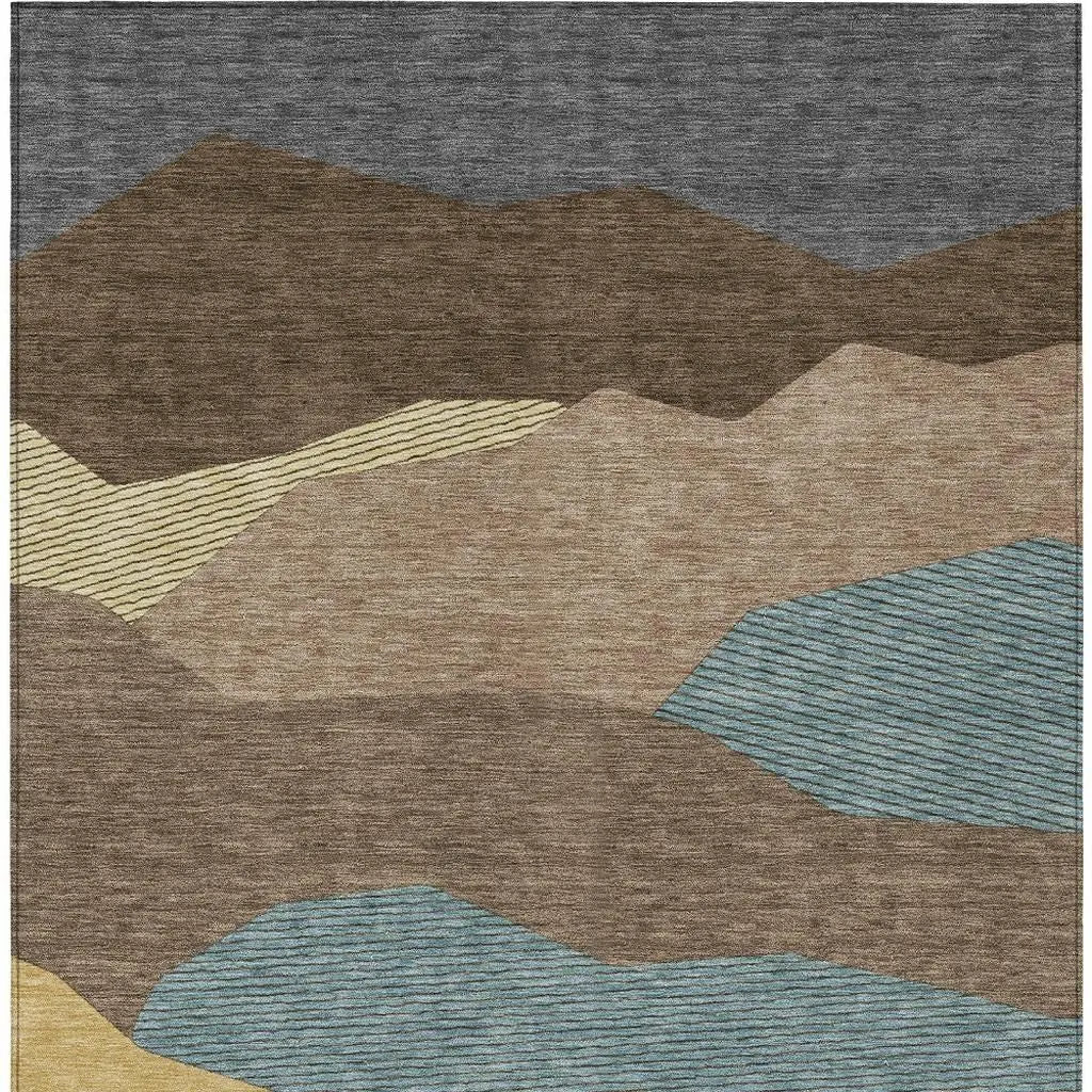 9' X 12' Brown And Gray Geometric Washable Indoor Outdoor Area Rug Homeroots Outdoor