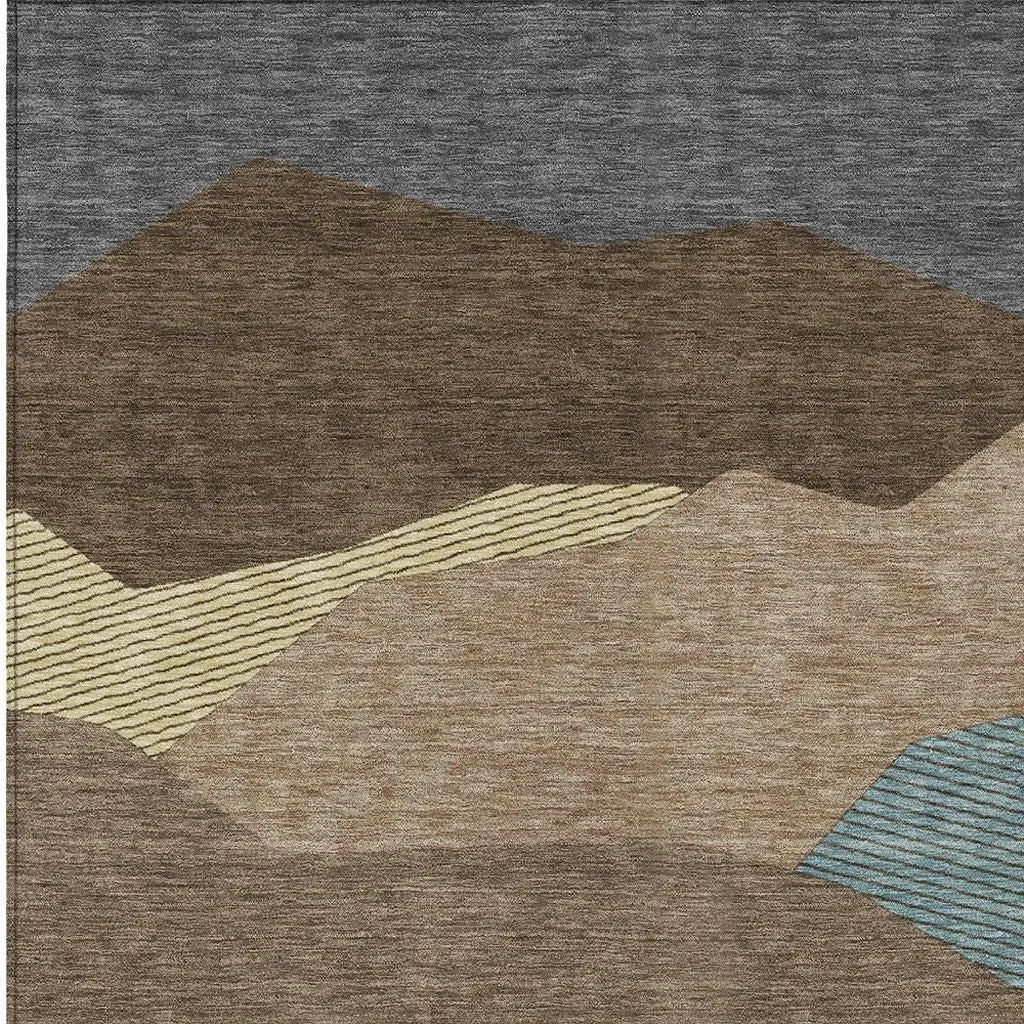 9' X 12' Brown And Gray Geometric Washable Indoor Outdoor Area Rug Homeroots Outdoor