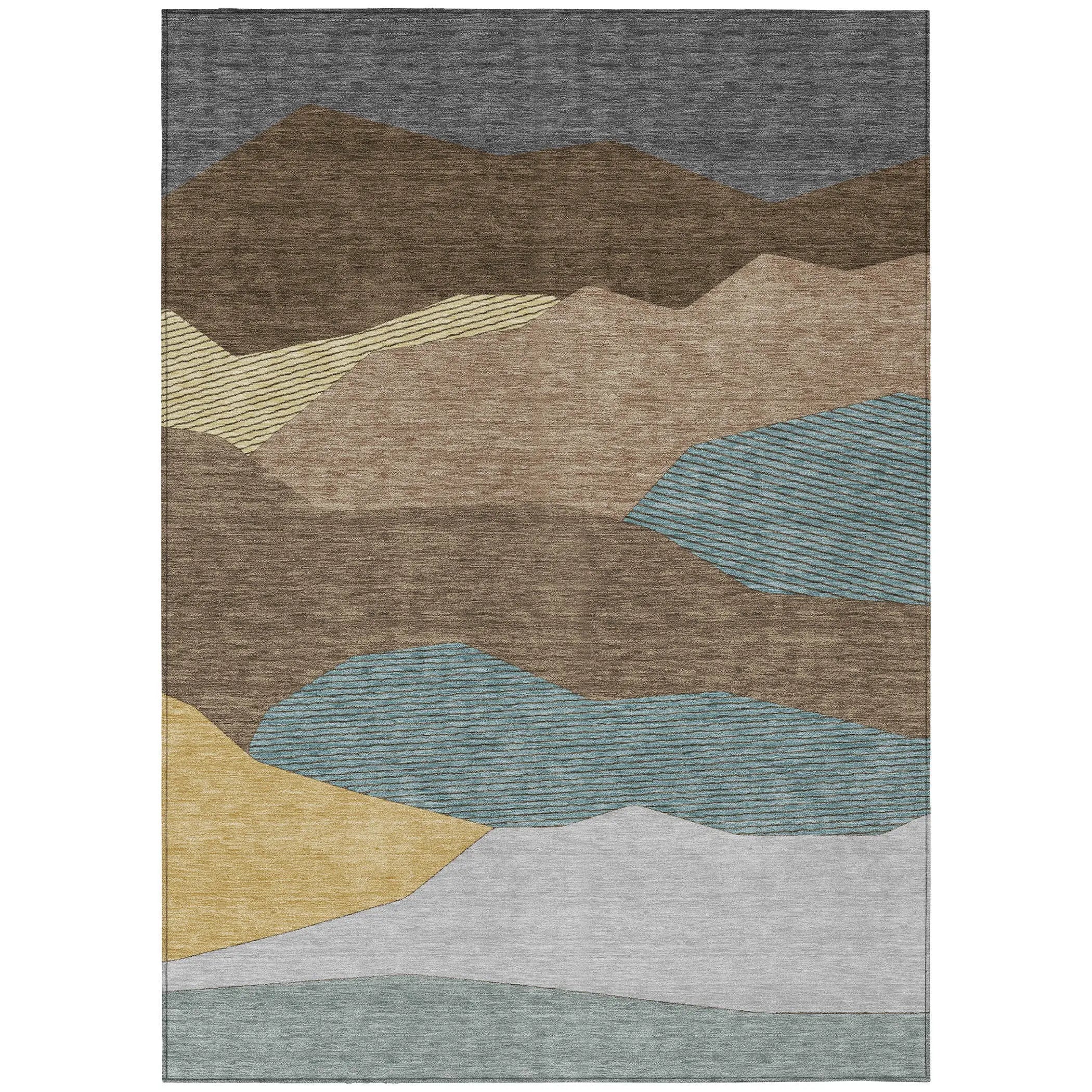 9' X 12' Brown And Gray Geometric Washable Indoor Outdoor Area Rug Homeroots Outdoor