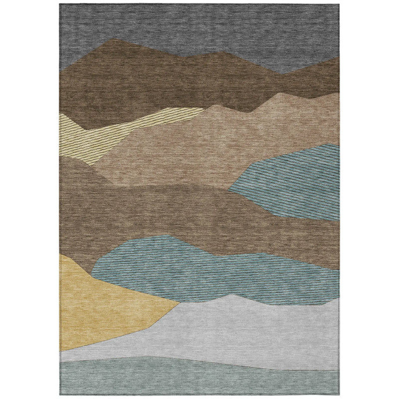 9' X 12' Brown And Gray Geometric Washable Indoor Outdoor Area Rug Homeroots Outdoor