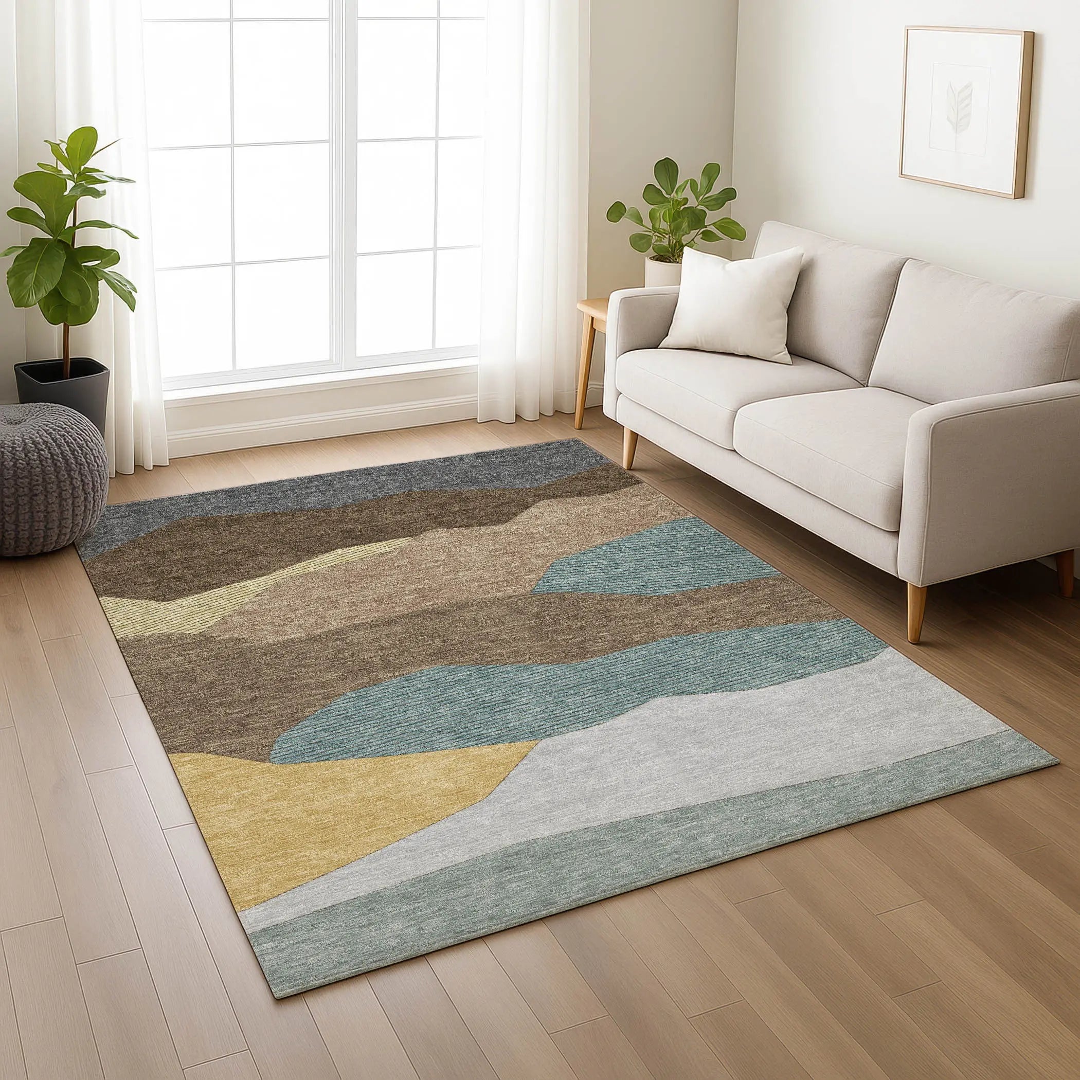 9' X 12' Brown And Gray Geometric Washable Indoor Outdoor Area Rug Homeroots Outdoor