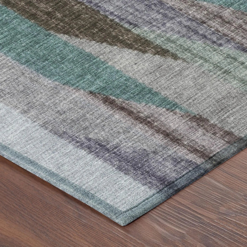 9' X 12' Brown And Gray Striped Washable Indoor Outdoor Area Rug Homeroots Outdoor