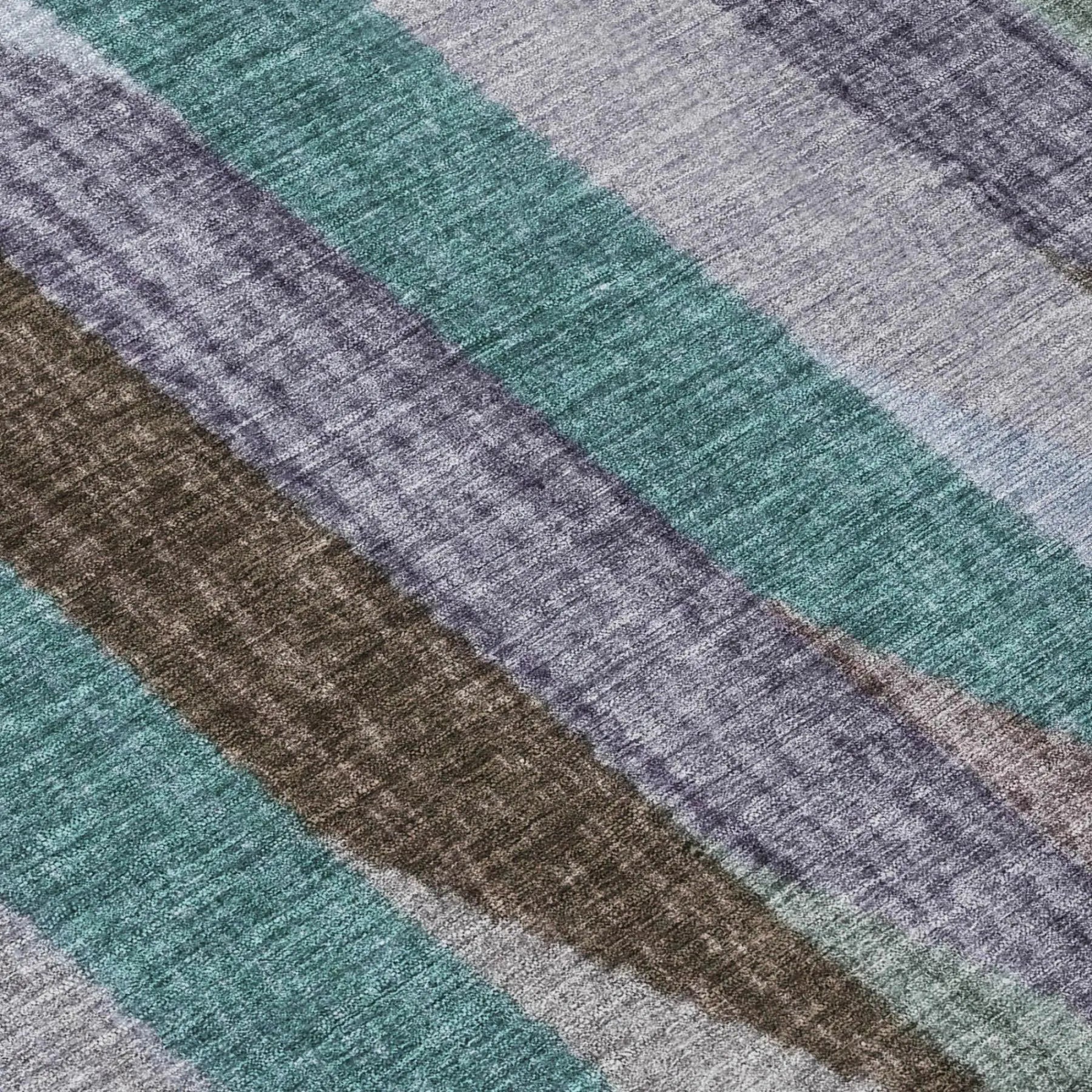 9' X 12' Brown And Gray Striped Washable Indoor Outdoor Area Rug Homeroots Outdoor