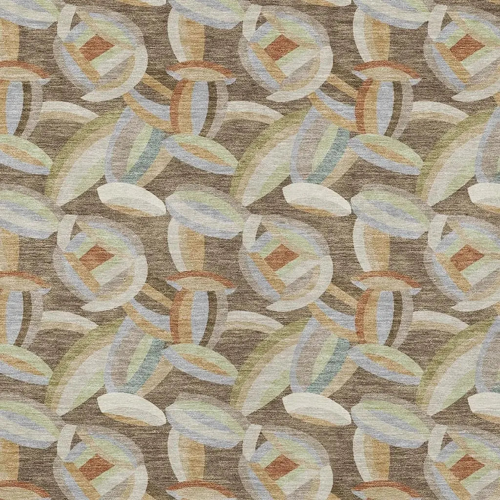 9' X 12' Brown And Ivory Abstract Washable Indoor Outdoor Area Rug Homeroots Outdoor