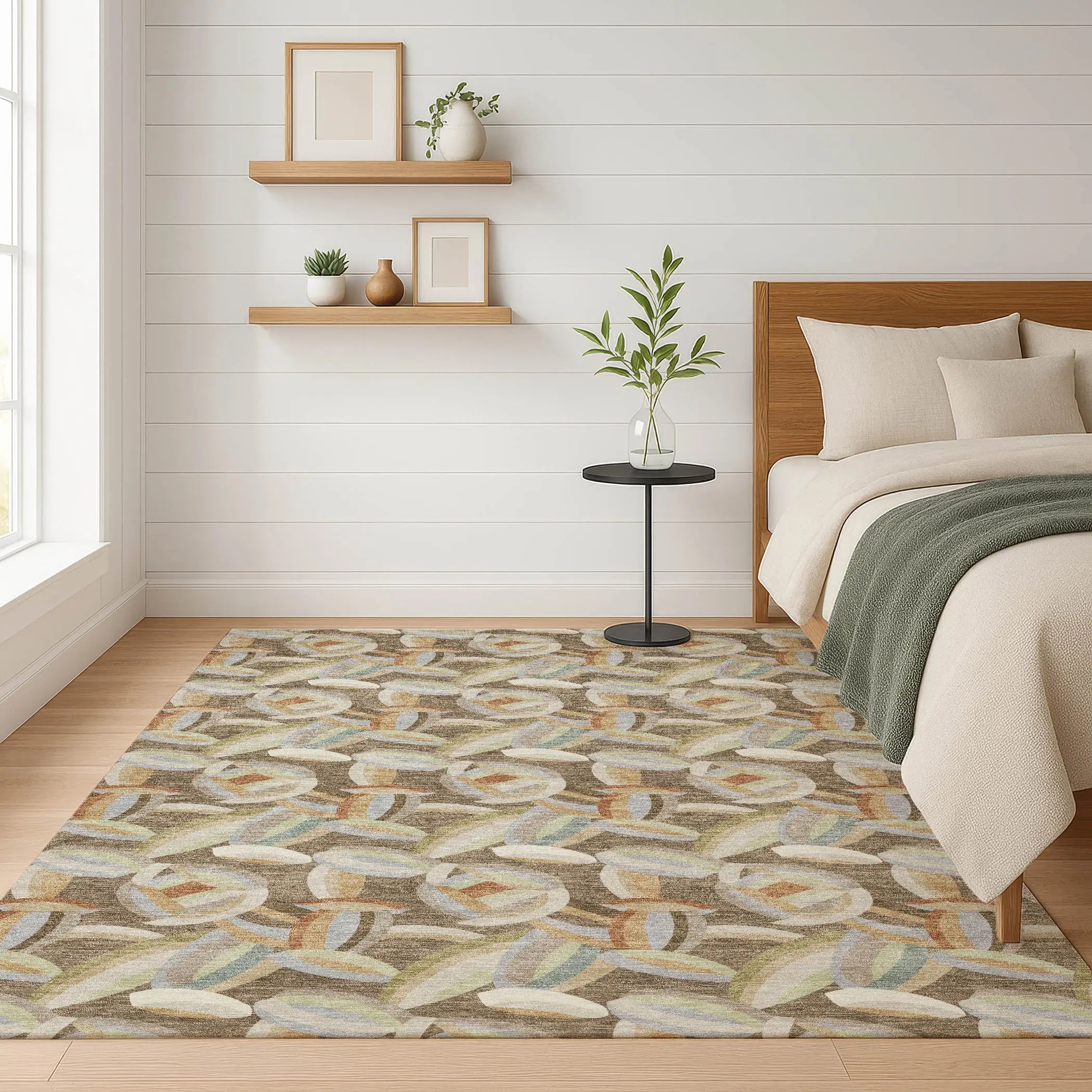9' X 12' Brown And Ivory Abstract Washable Indoor Outdoor Area Rug Homeroots Outdoor