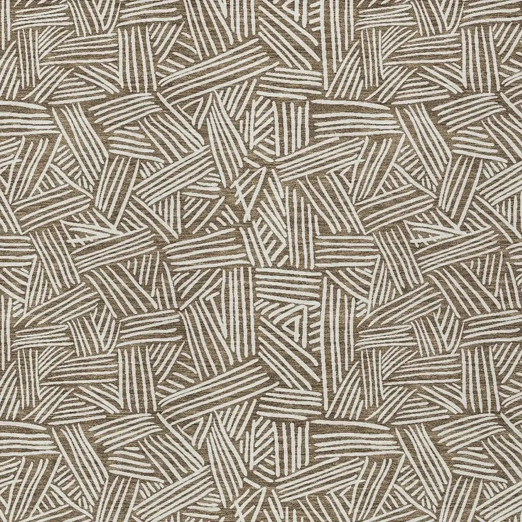 9' X 12' Brown And Ivory Geometric Washable Indoor Outdoor Area Rug Homeroots Outdoor