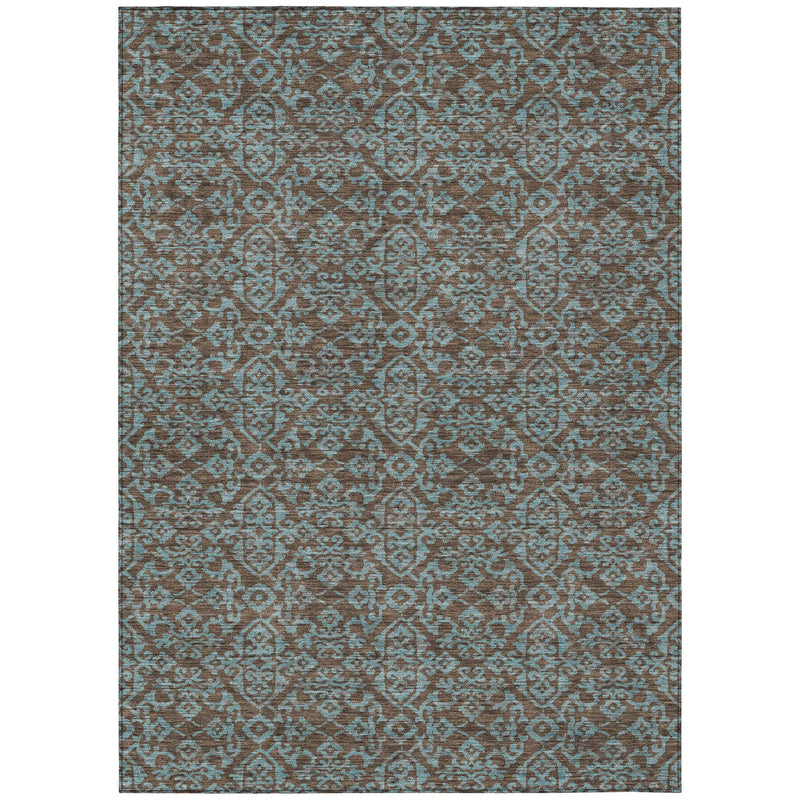 9' X 12' Brown And Linen Oriental Washable Indoor Outdoor Area Rug Homeroots Outdoor