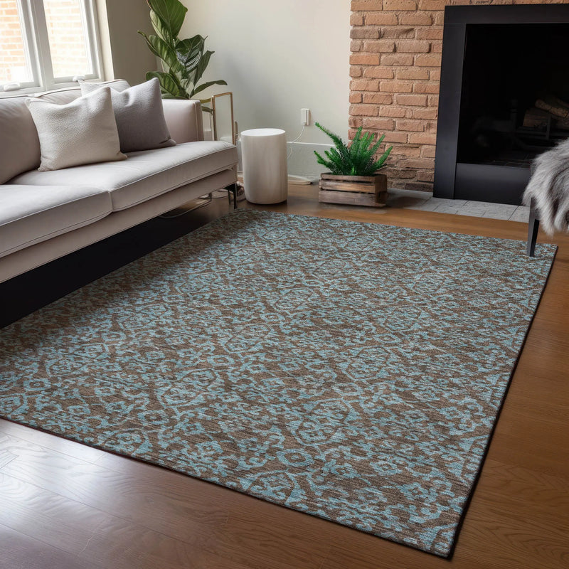 9' X 12' Brown And Linen Oriental Washable Indoor Outdoor Area Rug Homeroots Outdoor