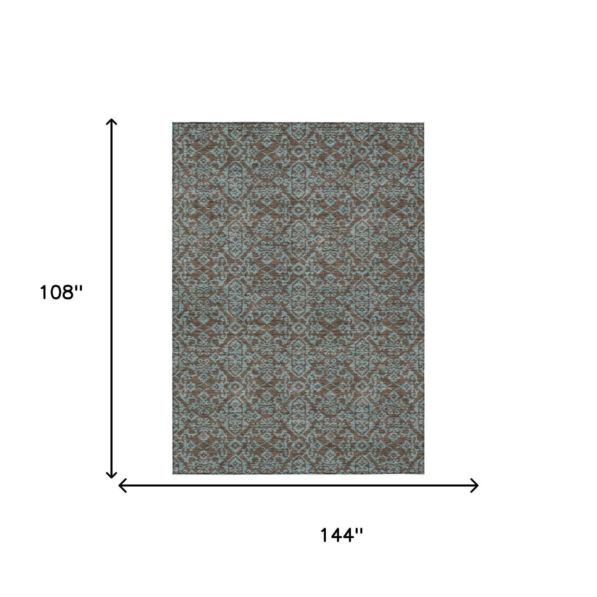 9' X 12' Brown And Linen Oriental Washable Indoor Outdoor Area Rug Homeroots Outdoor