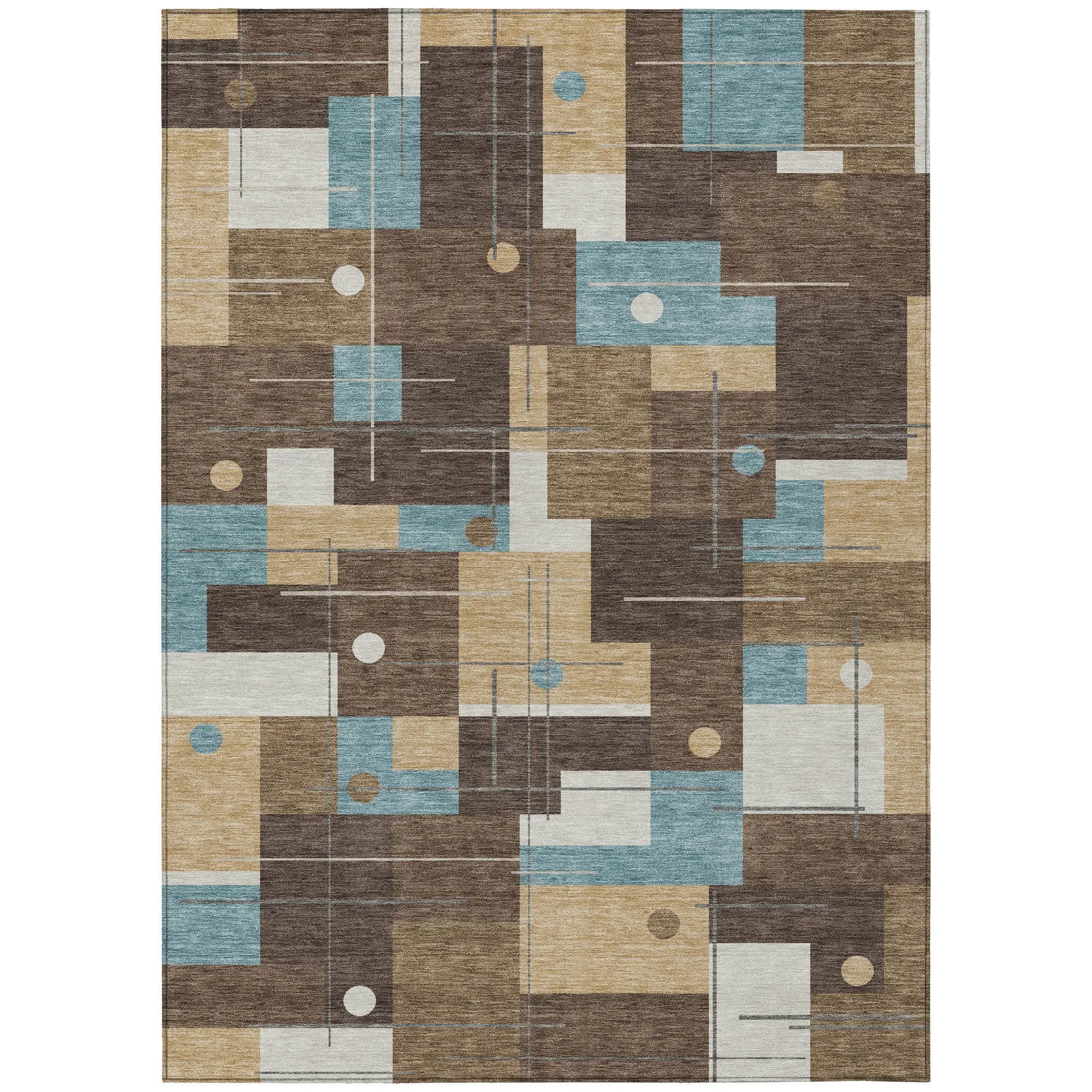 9' X 12' Brown And Pewter Geometric Washable Indoor Outdoor Area Rug Homeroots Outdoor