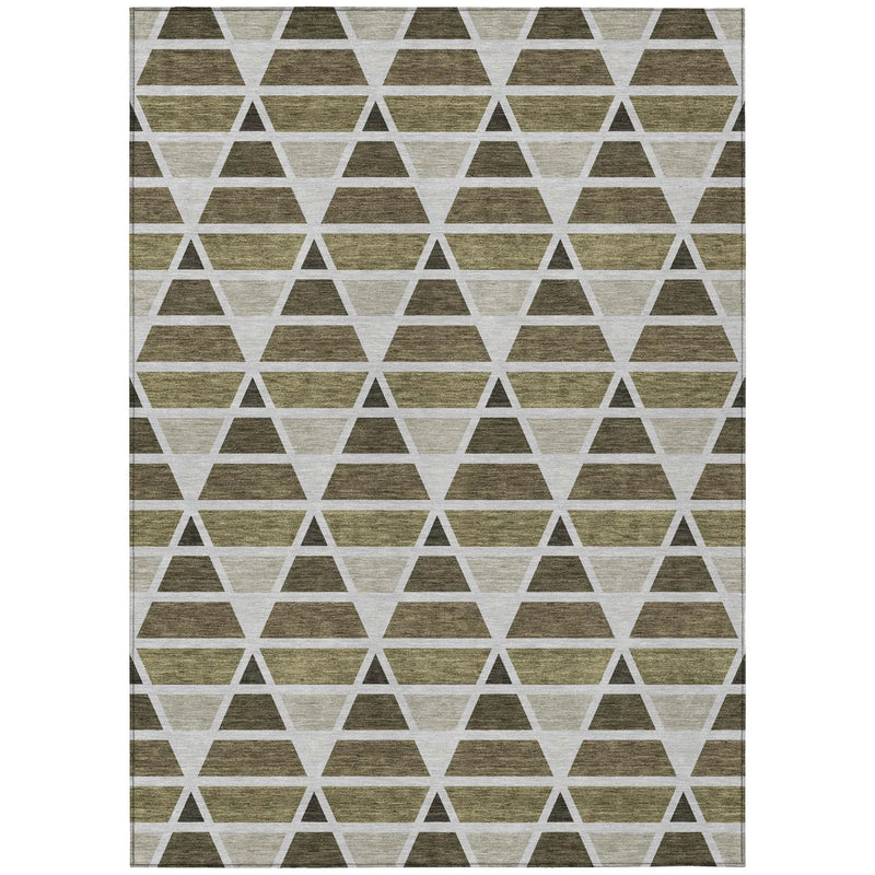 9' X 12' Brown And Pewter Geometric Washable Indoor Outdoor Area Rug Homeroots Outdoor
