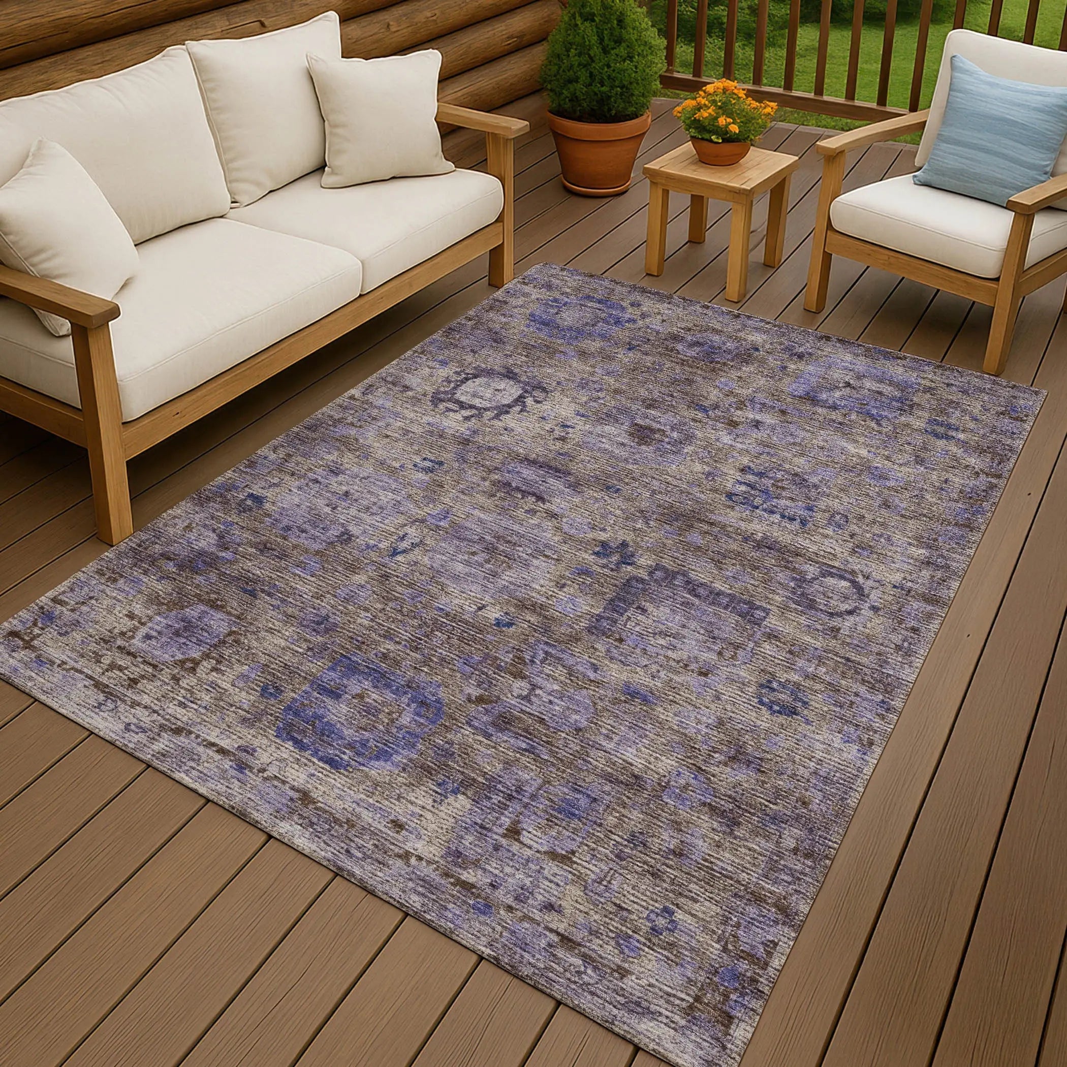 9' X 12' Brown And Plum Abstract Washable Indoor Outdoor Area Rug Homeroots Outdoor