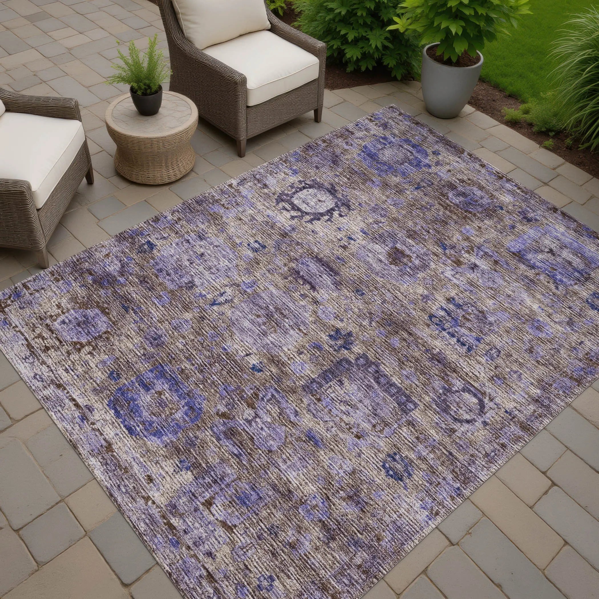 9' X 12' Brown And Plum Abstract Washable Indoor Outdoor Area Rug Homeroots Outdoor