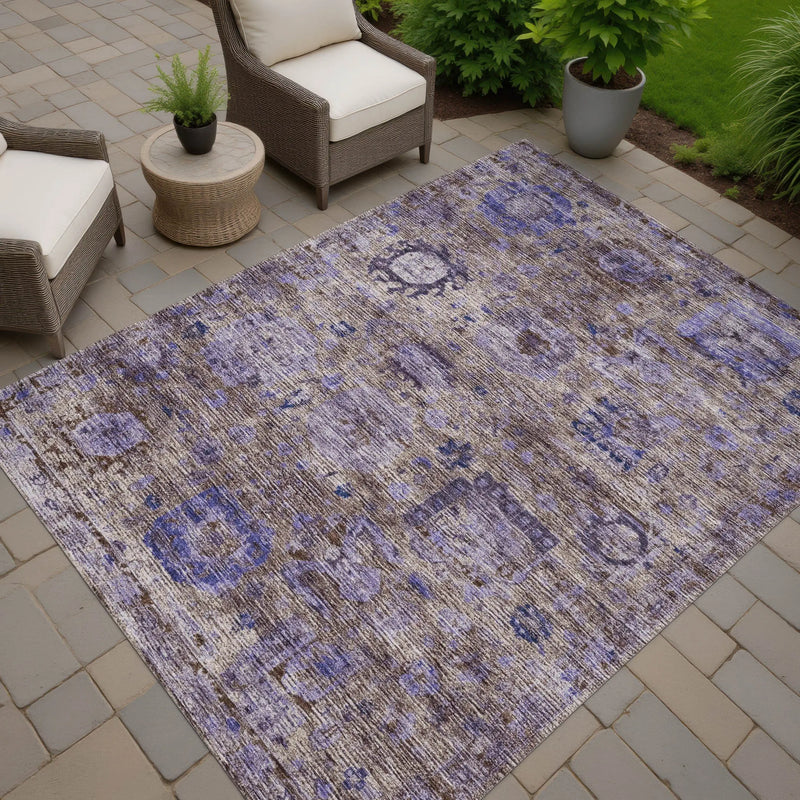 9' X 12' Brown And Plum Abstract Washable Indoor Outdoor Area Rug Homeroots Outdoor