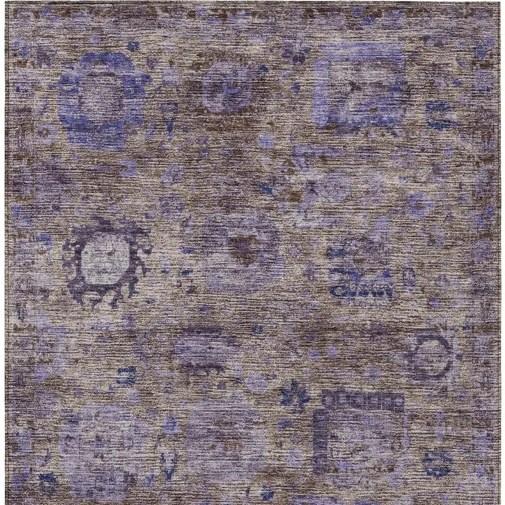 9' X 12' Brown And Plum Abstract Washable Indoor Outdoor Area Rug Homeroots Outdoor