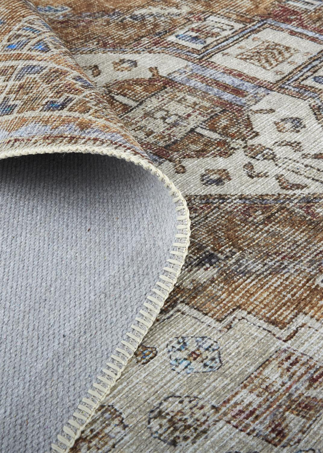 9' X 12' Brown Ivory And Orange Medallion Area Rug Homeroots Home Decor