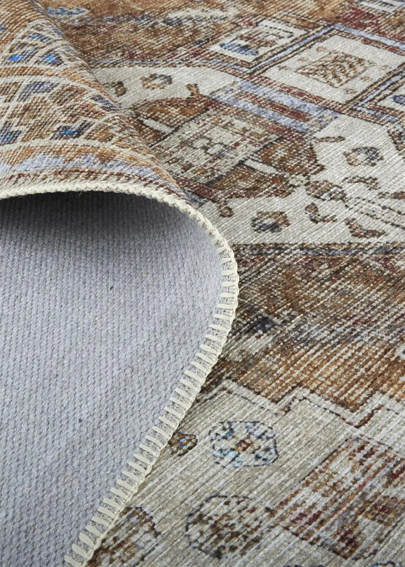 9' X 12' Brown Ivory And Orange Medallion Area Rug Homeroots Home Decor