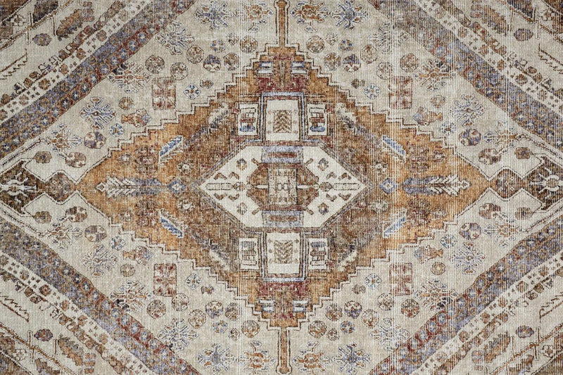 9' X 12' Brown Ivory And Orange Medallion Area Rug Homeroots Home Decor