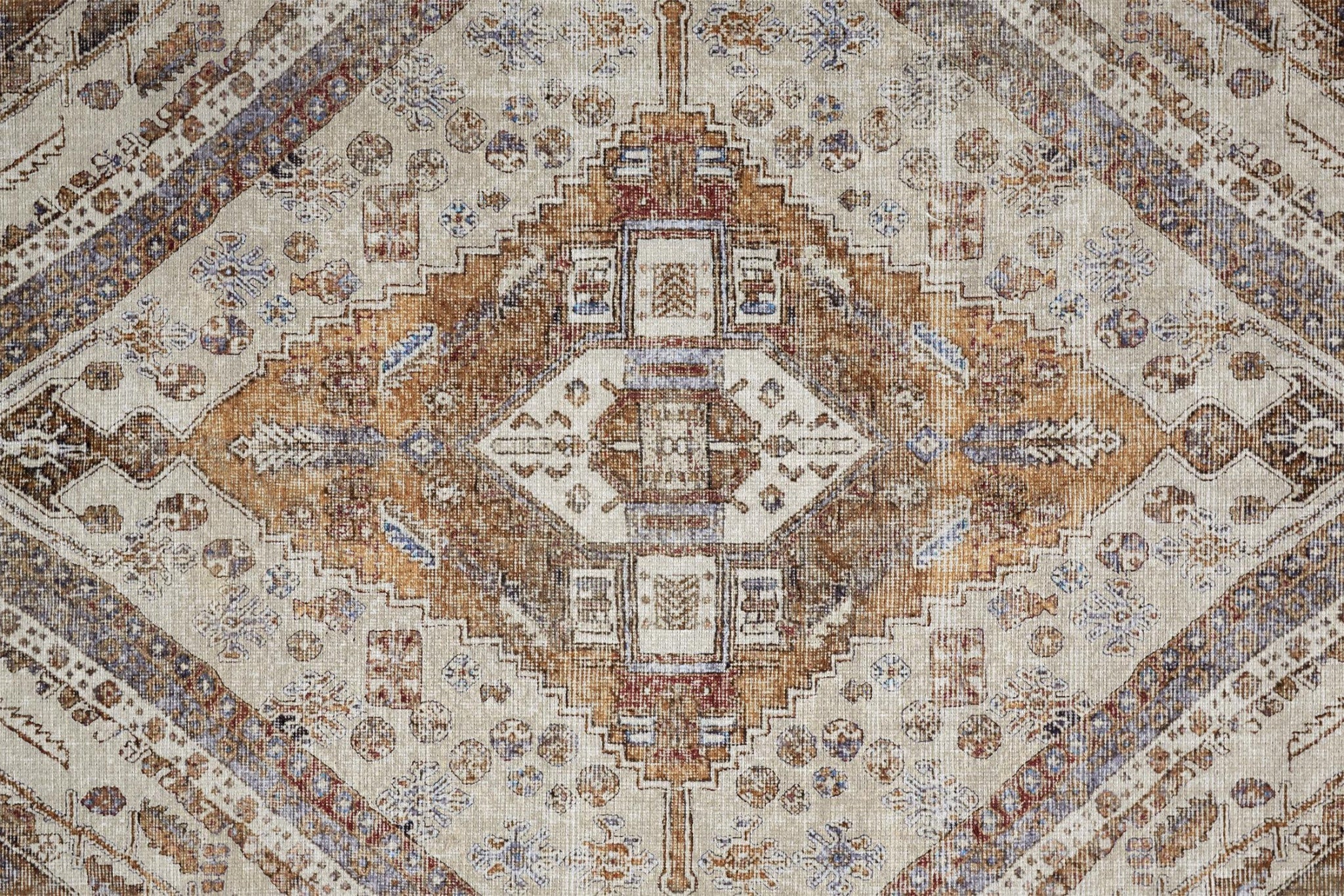 9' X 12' Brown Ivory And Orange Medallion Area Rug Homeroots Home Decor