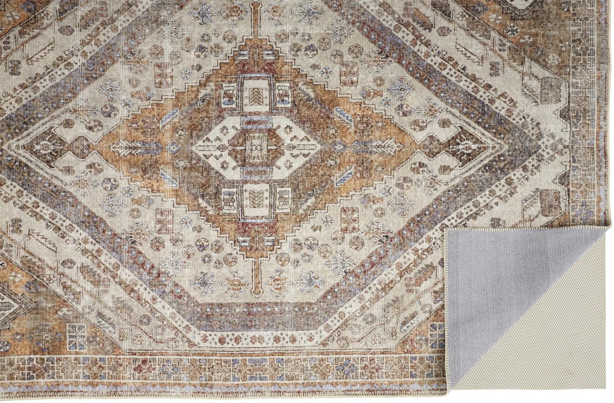 9' X 12' Brown Ivory And Orange Medallion Area Rug Homeroots Home Decor