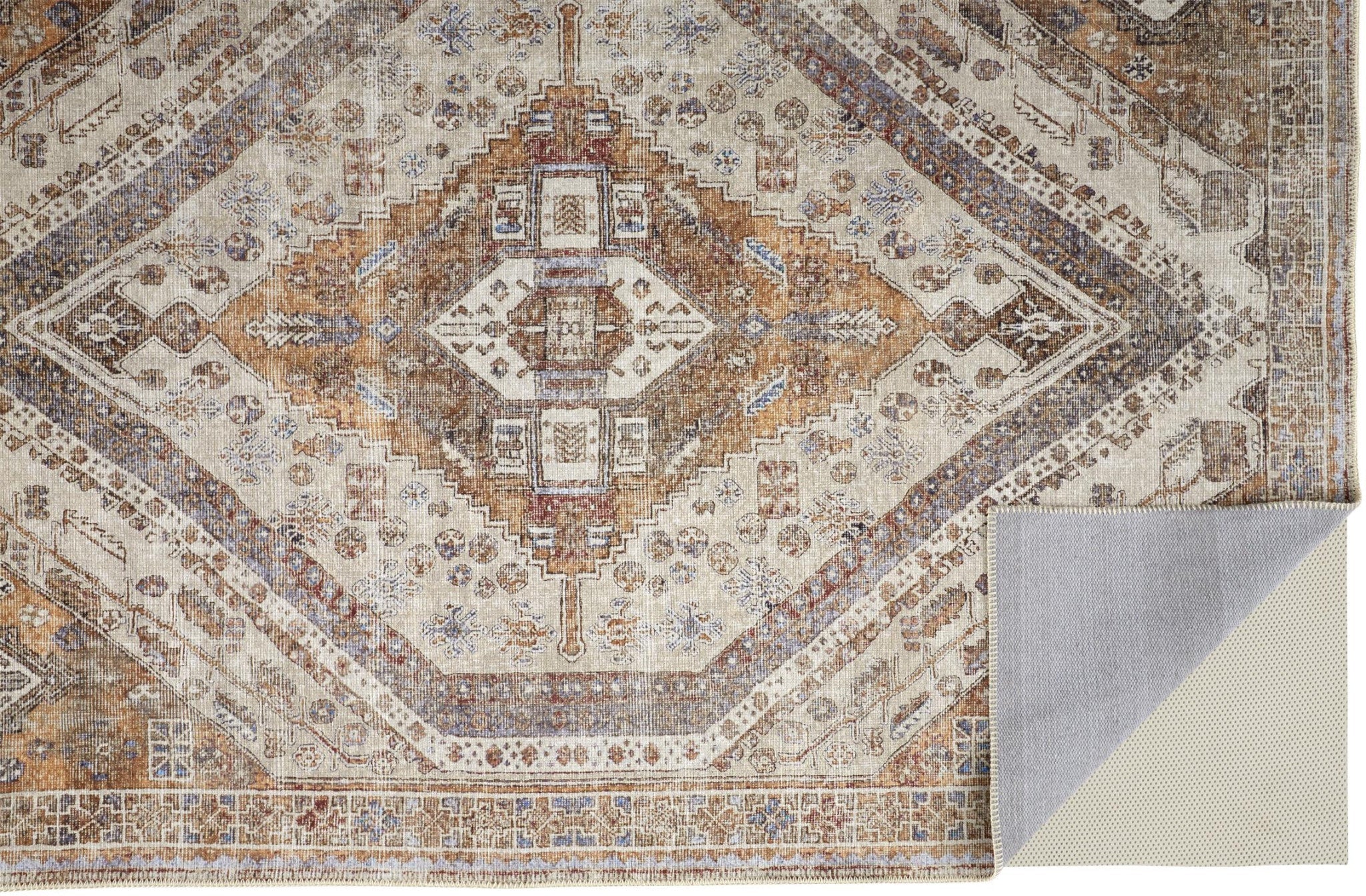 9' X 12' Brown Ivory And Orange Medallion Area Rug Homeroots Home Decor