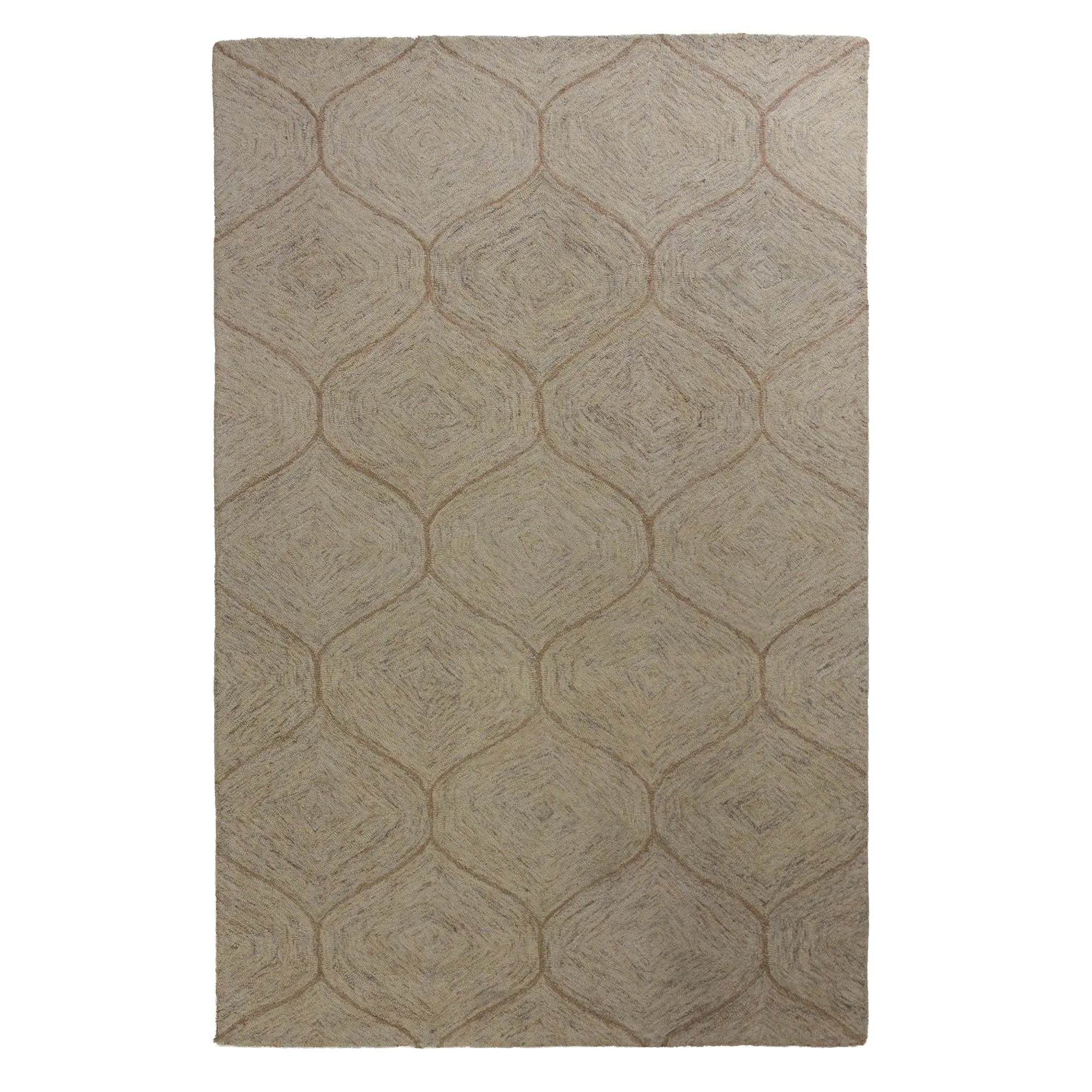 9' X 12' Brown Ivory And White Wool Geometric Hand Tufted Area Rug Homeroots Home Decor