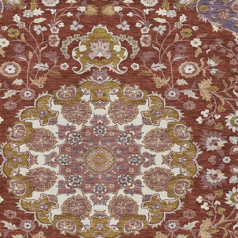 9' X 12' Burgundy And Red Damask Washable Indoor Outdoor Area Rug Homeroots Outdoor