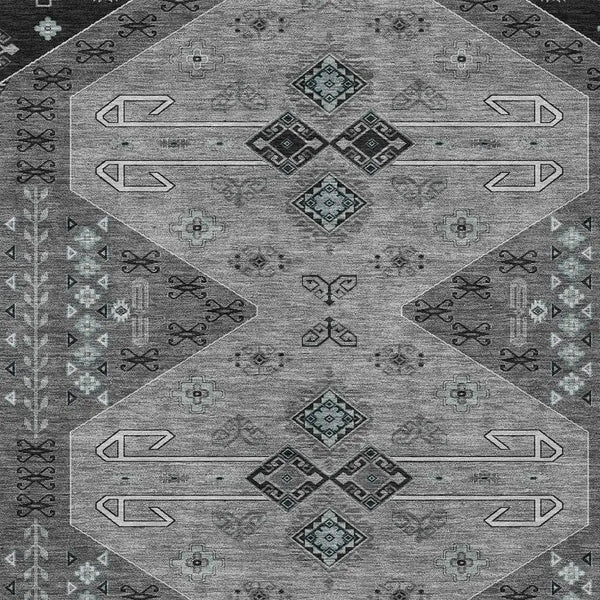 9' X 12' Charcoal And Black Geometric Washable Indoor Outdoor Area Rug Homeroots Outdoor
