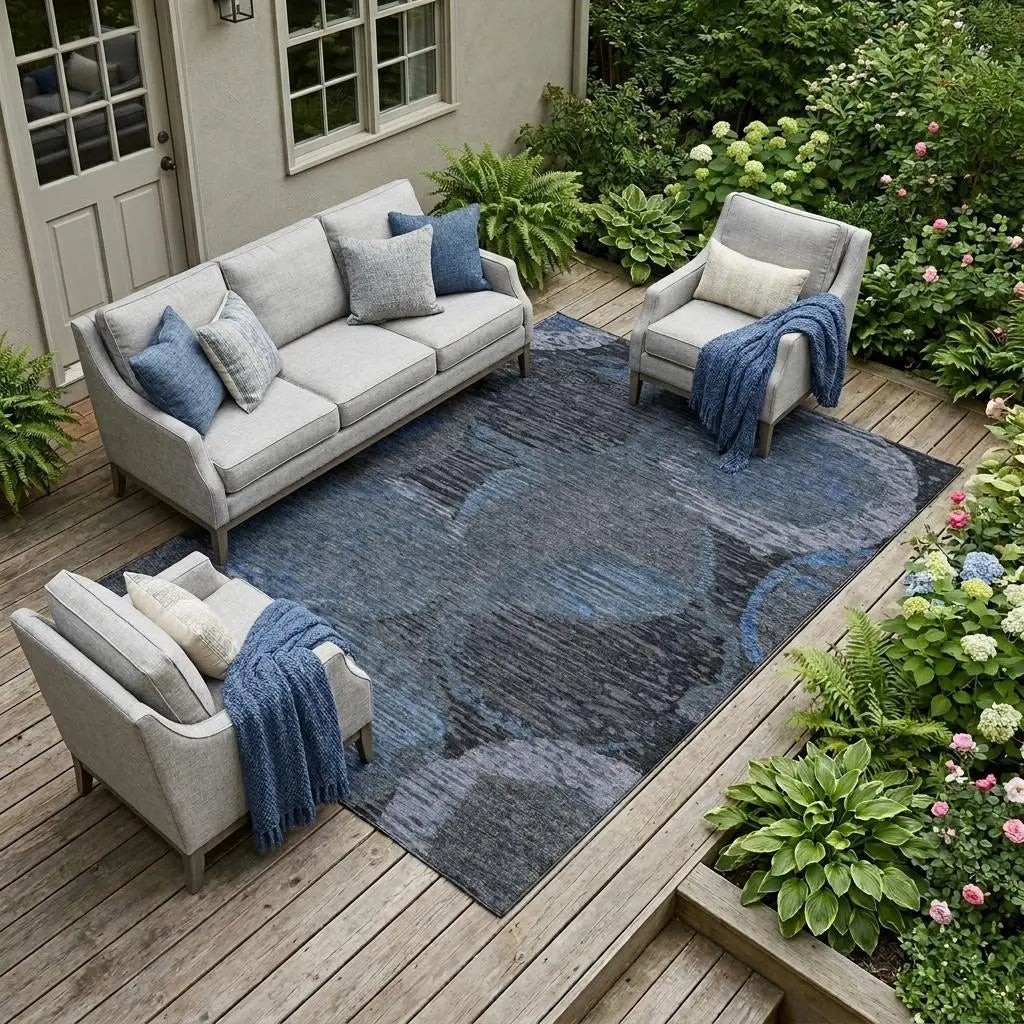 9' X 12' Charcoal And Gray Geometric Washable Indoor Outdoor Area Rug Homeroots Outdoor