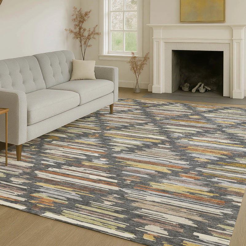 9' X 12' Charcoal And Gray Southwestern Washable Indoor Outdoor Area Rug Homeroots Outdoor