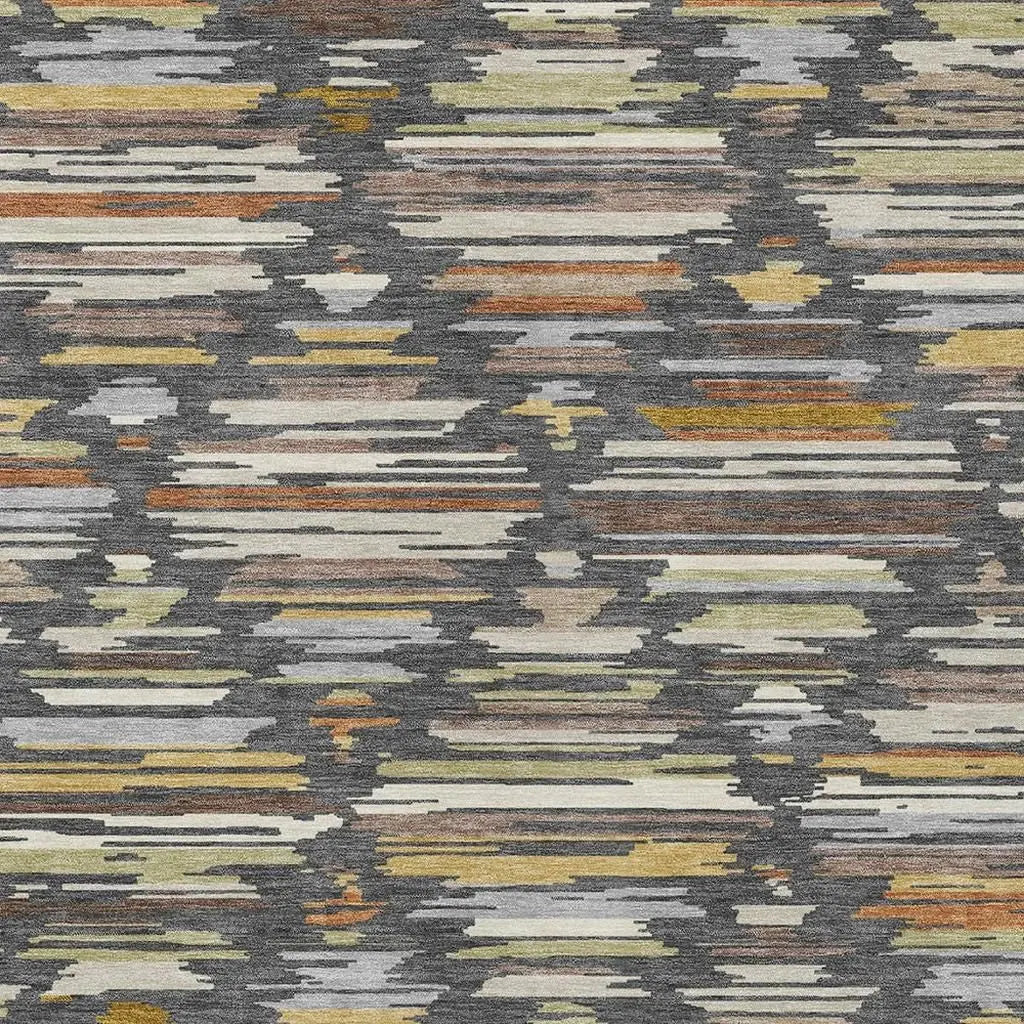 9' X 12' Charcoal And Gray Southwestern Washable Indoor Outdoor Area Rug Homeroots Outdoor
