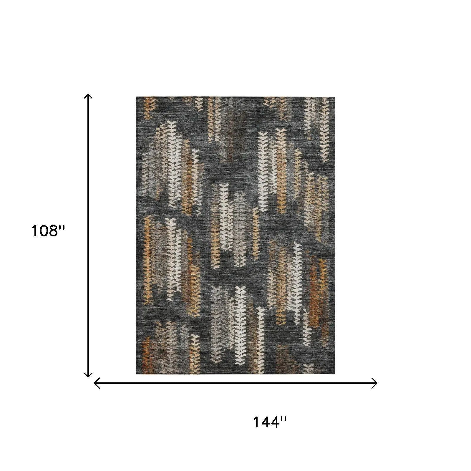 9' X 12' Charcoal And Gray Striped Washable Indoor Outdoor Area Rug Homeroots Outdoor